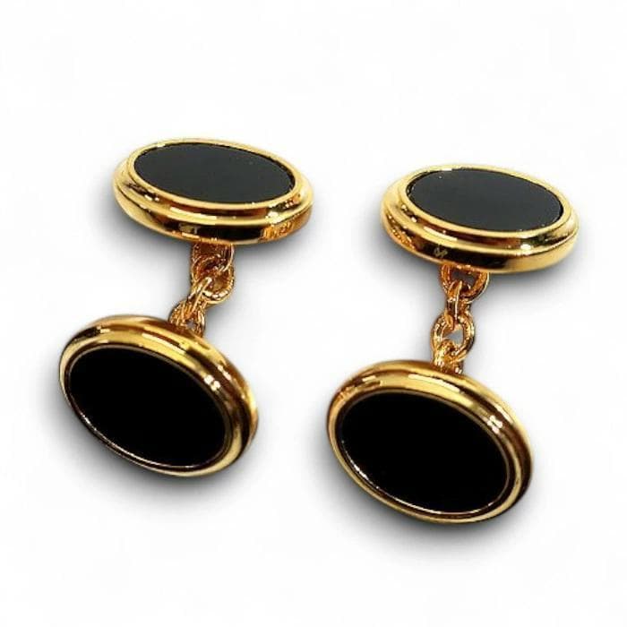 ヘンリープール 英国製 REAL ONYX カフス ドレススタッド セット