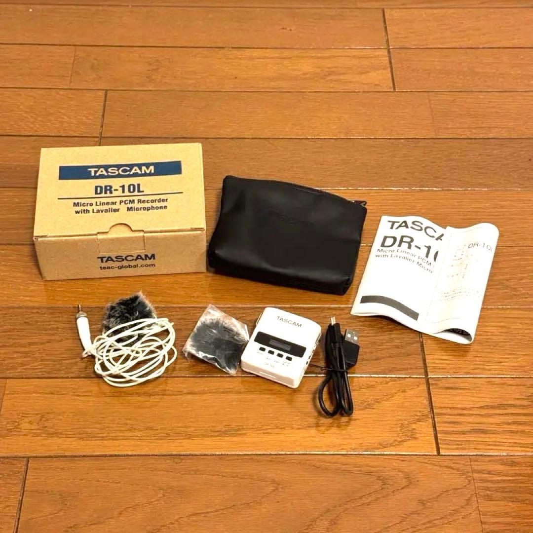 【美品】TASCAM DR-10L(白)ピンマイク付き小型オーディオレコーダー