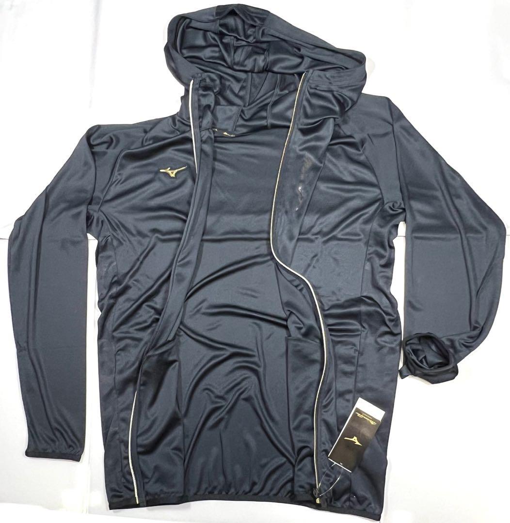 【ミズノプロ】フルZIPフーディ(薄手) ブラック XO 12JECK75