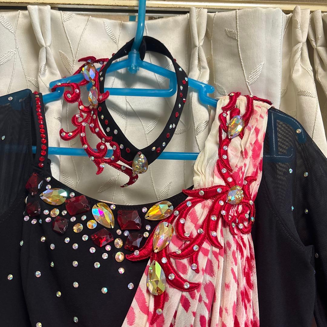 社交ダンスラテンヒョウ柄 黒とピンクドレス