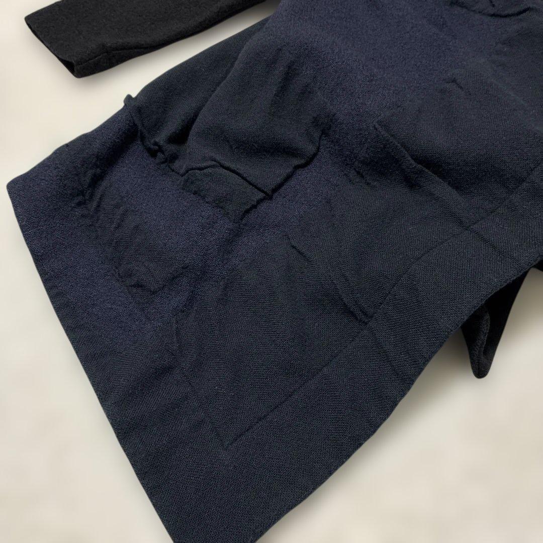 萌　MOYURU アシンメトリー　異素材　コート　ウール混　センソユニコ