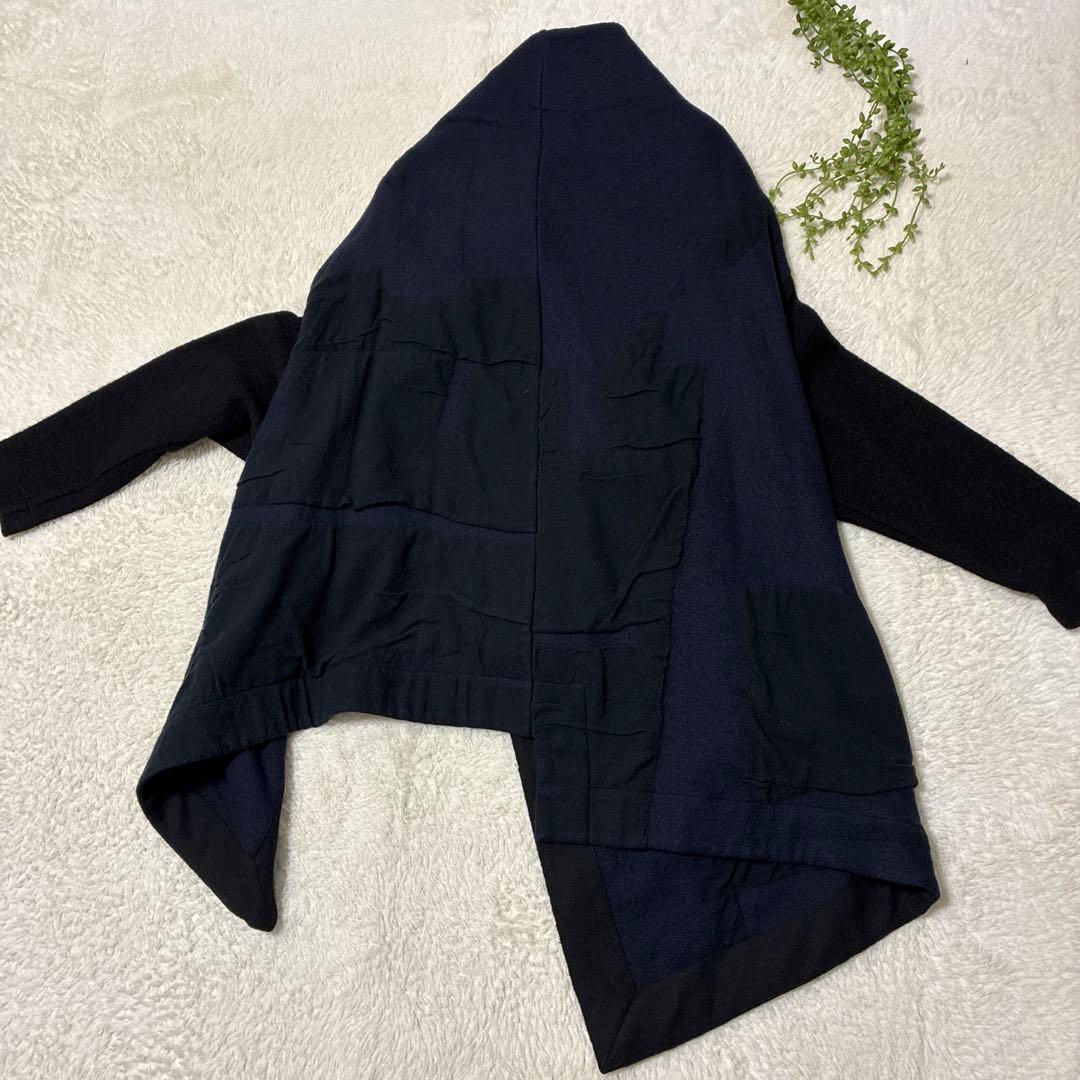 萌　MOYURU アシンメトリー　異素材　コート　ウール混　センソユニコ