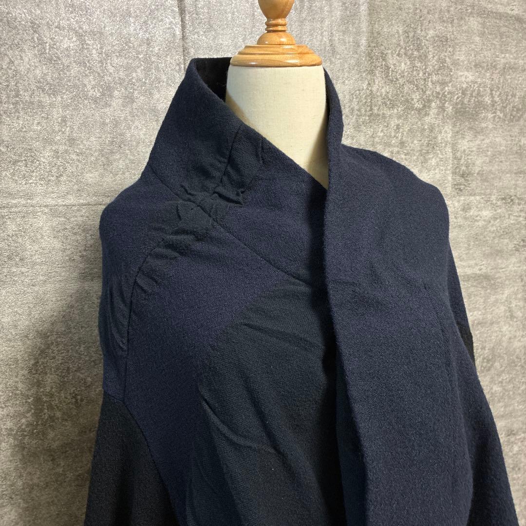 萌　MOYURU アシンメトリー　異素材　コート　ウール混　センソユニコ