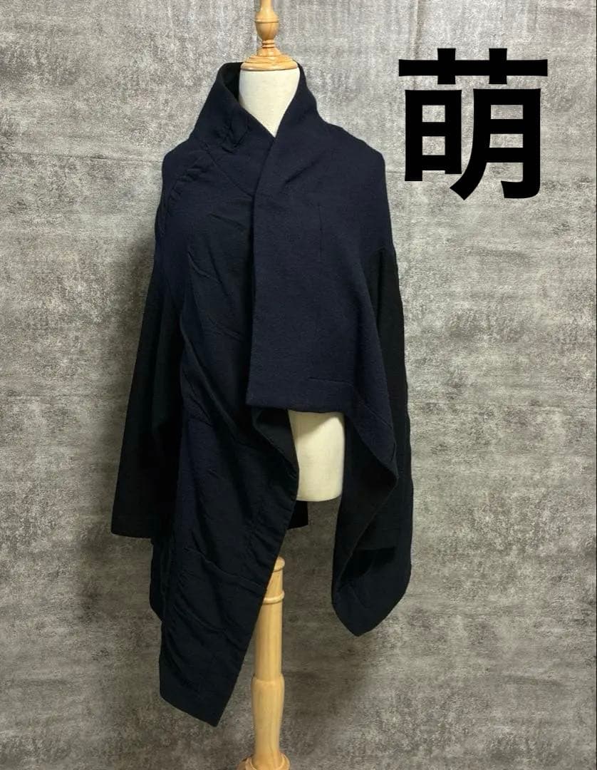 萌　MOYURU アシンメトリー　異素材　コート　ウール混　センソユニコ