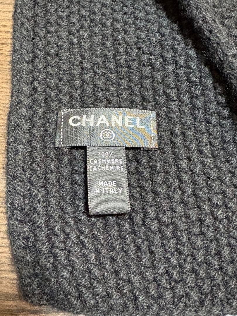 CHANEL シャネル カシミア100%マフラー ブラック