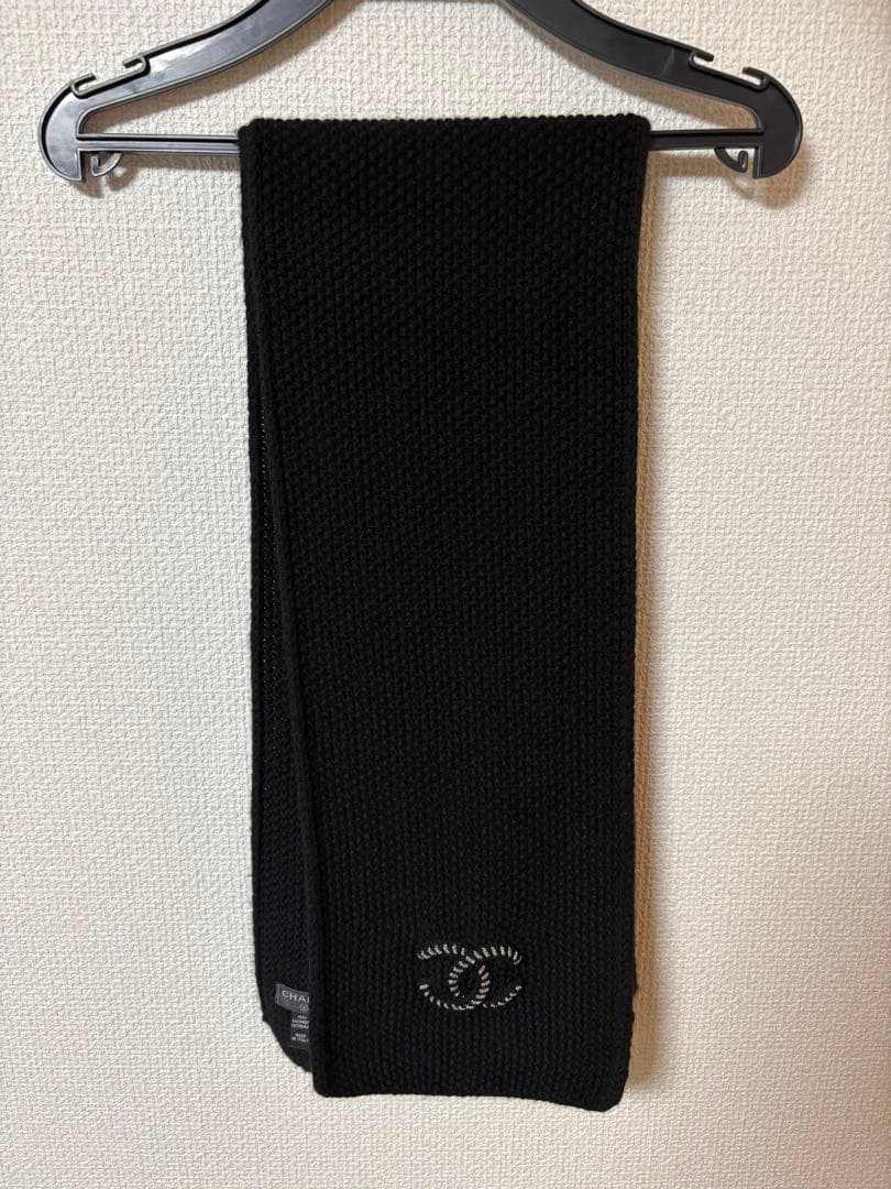 CHANEL シャネル カシミア100%マフラー ブラック