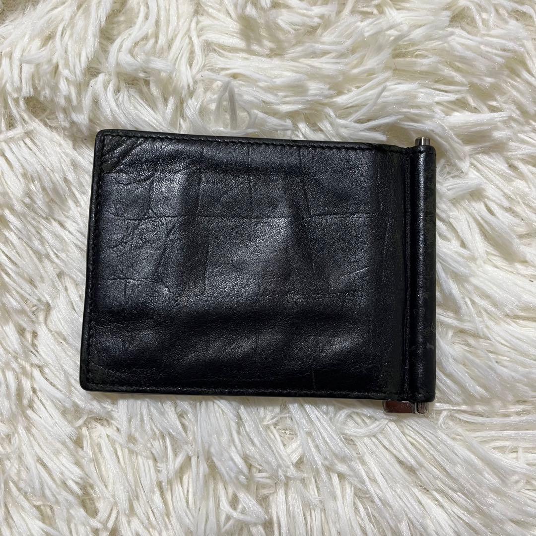 箱付サンローラン マネークリップ カードケース クロコ型押カサンドラ YSL 黒