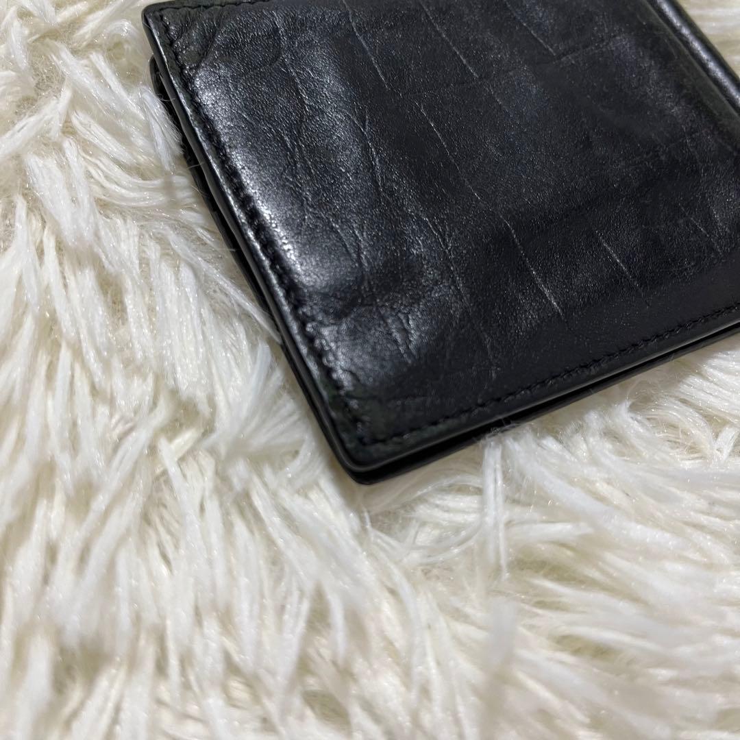 箱付サンローラン マネークリップ カードケース クロコ型押カサンドラ YSL 黒