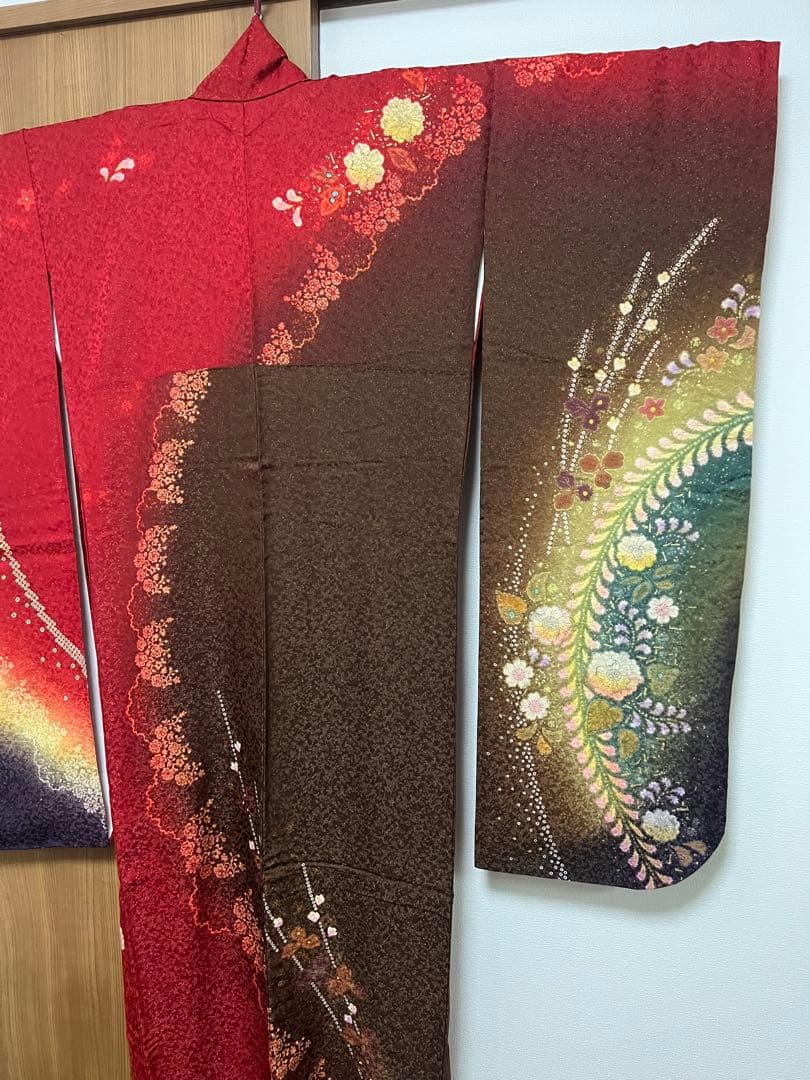 【振袖　赤　成人式】卒業式　長襦袢セット　京都きもの友禅　花柄