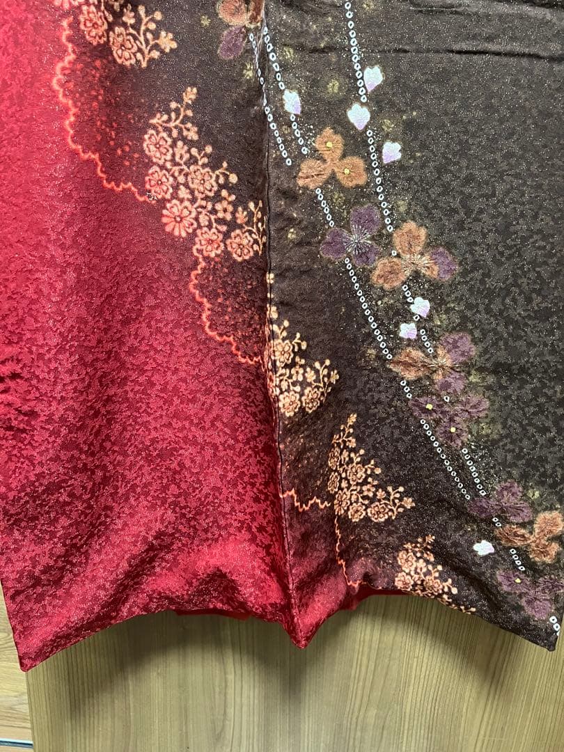 【振袖　赤　成人式】卒業式　長襦袢セット　京都きもの友禅　花柄