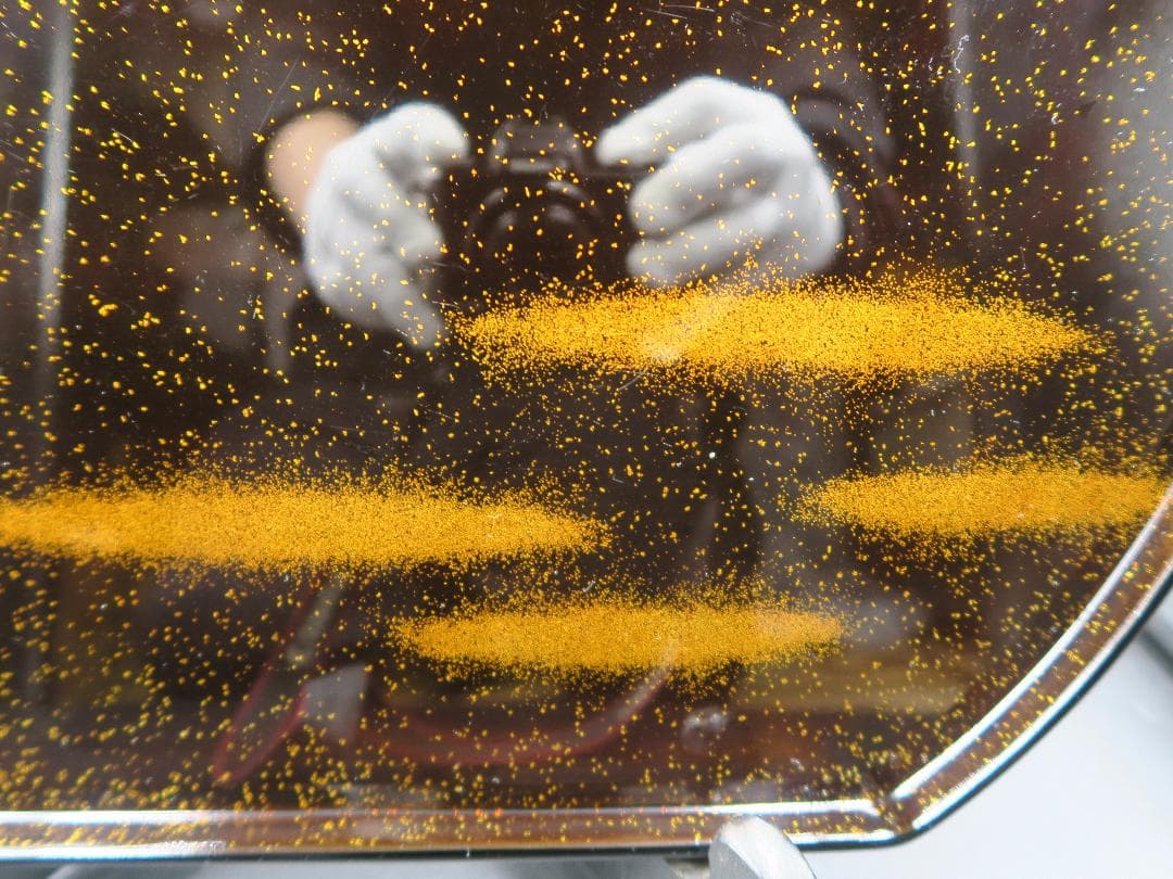 【輪島塗】半月膳 金彩霞文様 十三寸 天然木 五客 共箱 卓上膳 半月盆 会席膳