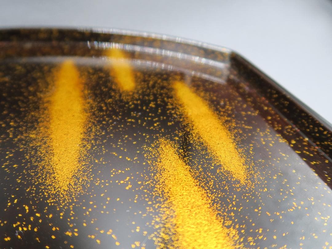 【輪島塗】半月膳 金彩霞文様 十三寸 天然木 五客 共箱 卓上膳 半月盆 会席膳