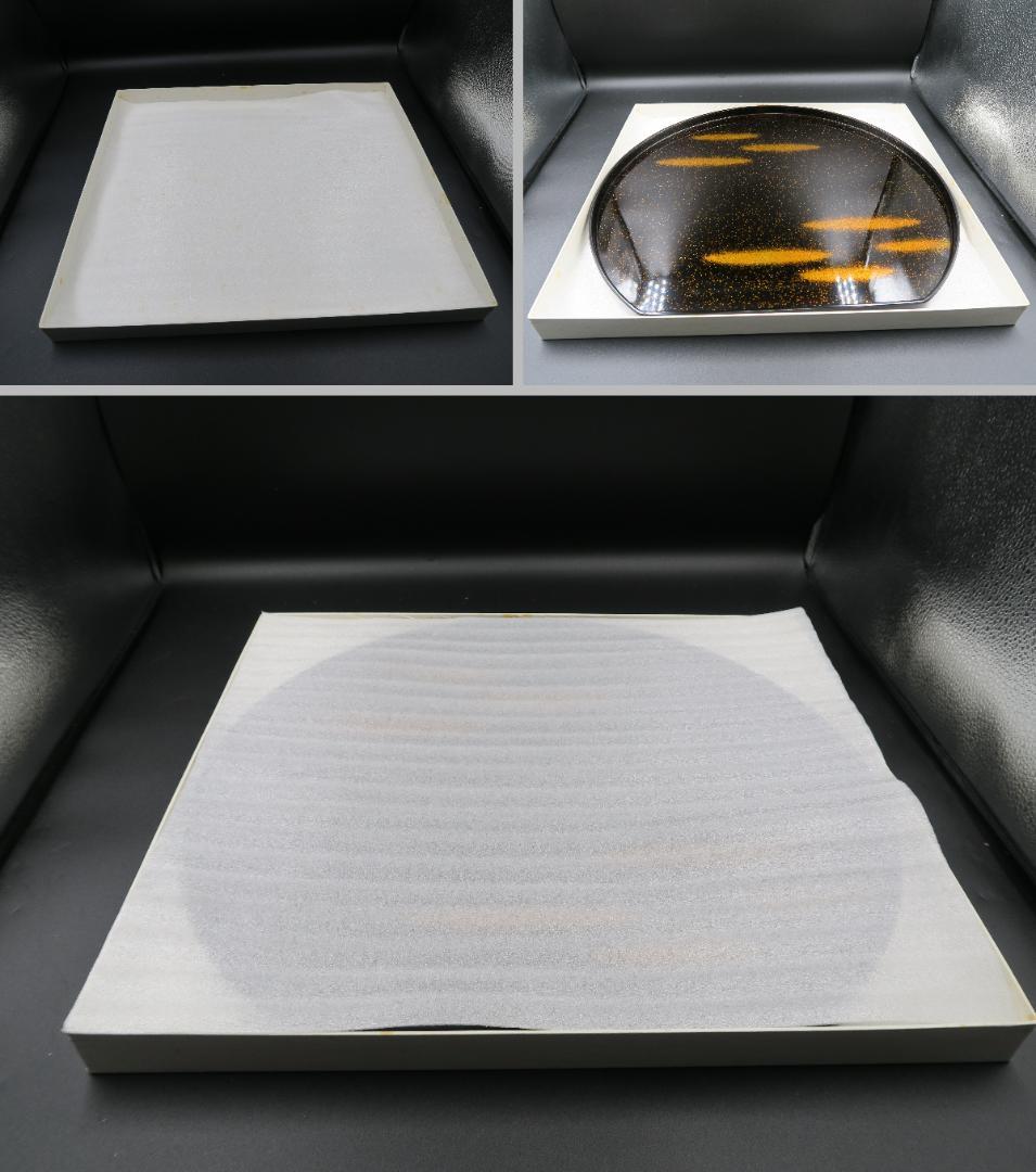 【輪島塗】半月膳 金彩霞文様 十三寸 天然木 五客 共箱 卓上膳 半月盆 会席膳