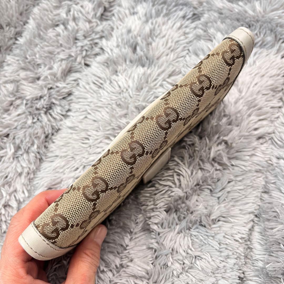 美品✨GUCCI インターロッキング　長財布　GGキャンバス ホワイト