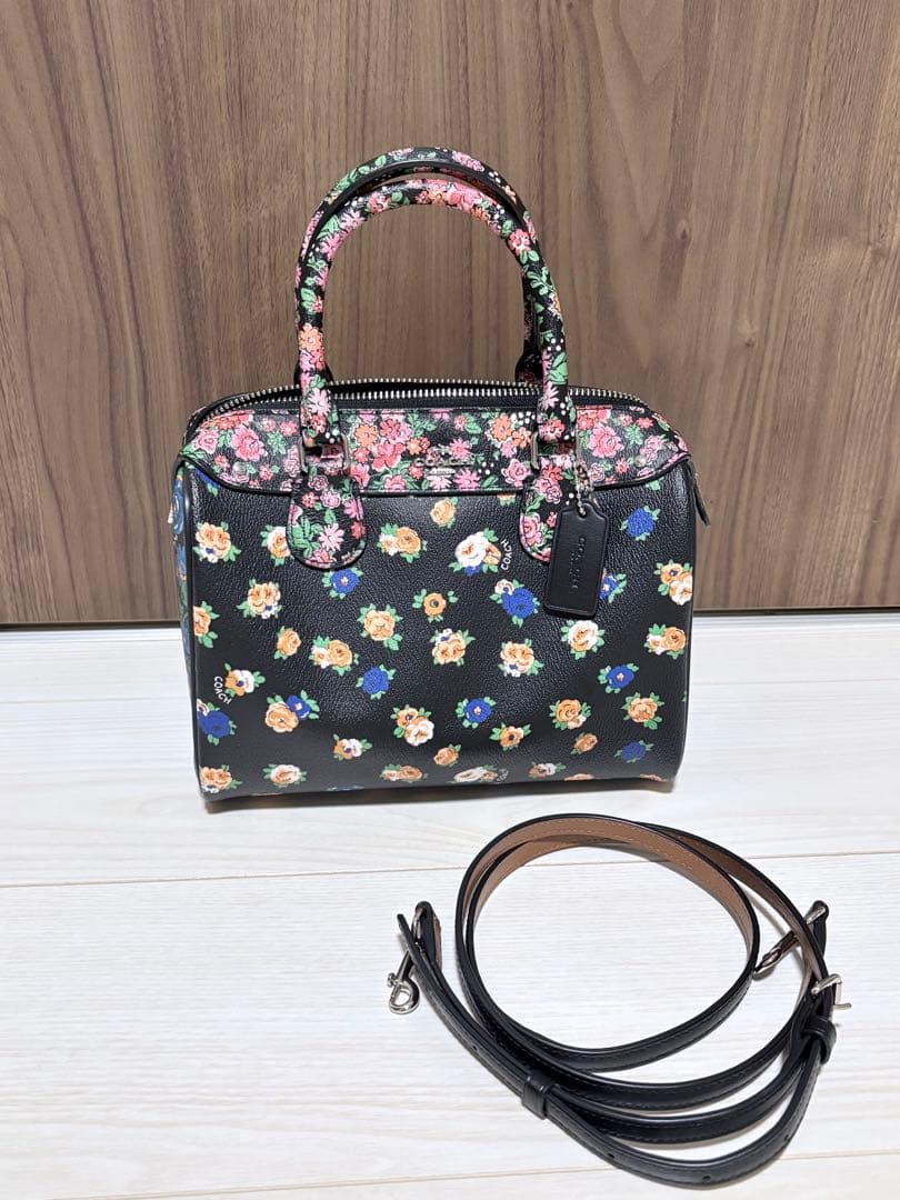 葉*ぱ様 コーチ 2way ショルダーバッグ ミニベネット ボストンバッグ 花柄