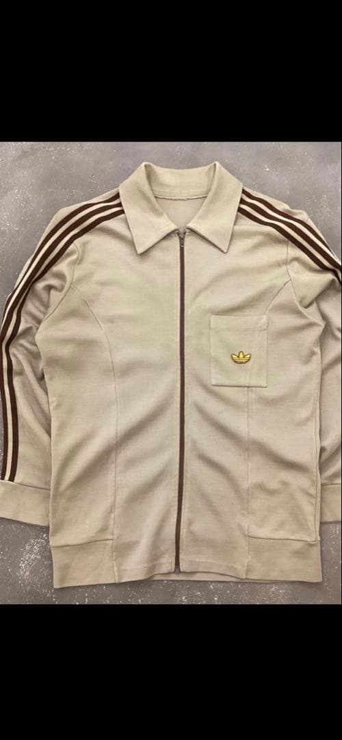 70s Adidas ニット トラッカージャケット 襟付き 西ドイツ製 OPTI