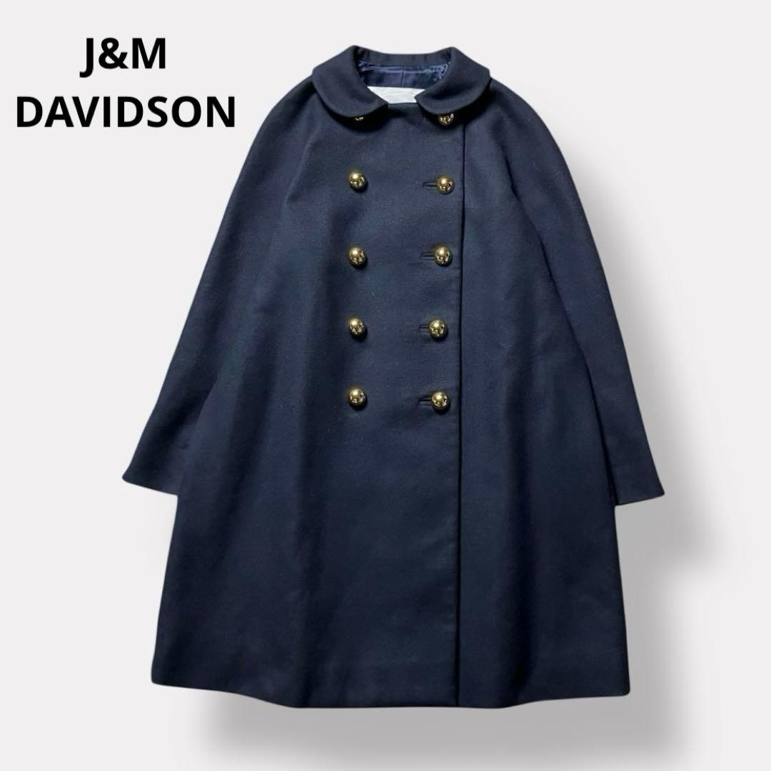 【美品✨金ボタン/丸襟】J&M DAVIDSONダブルブレスト ロングコート