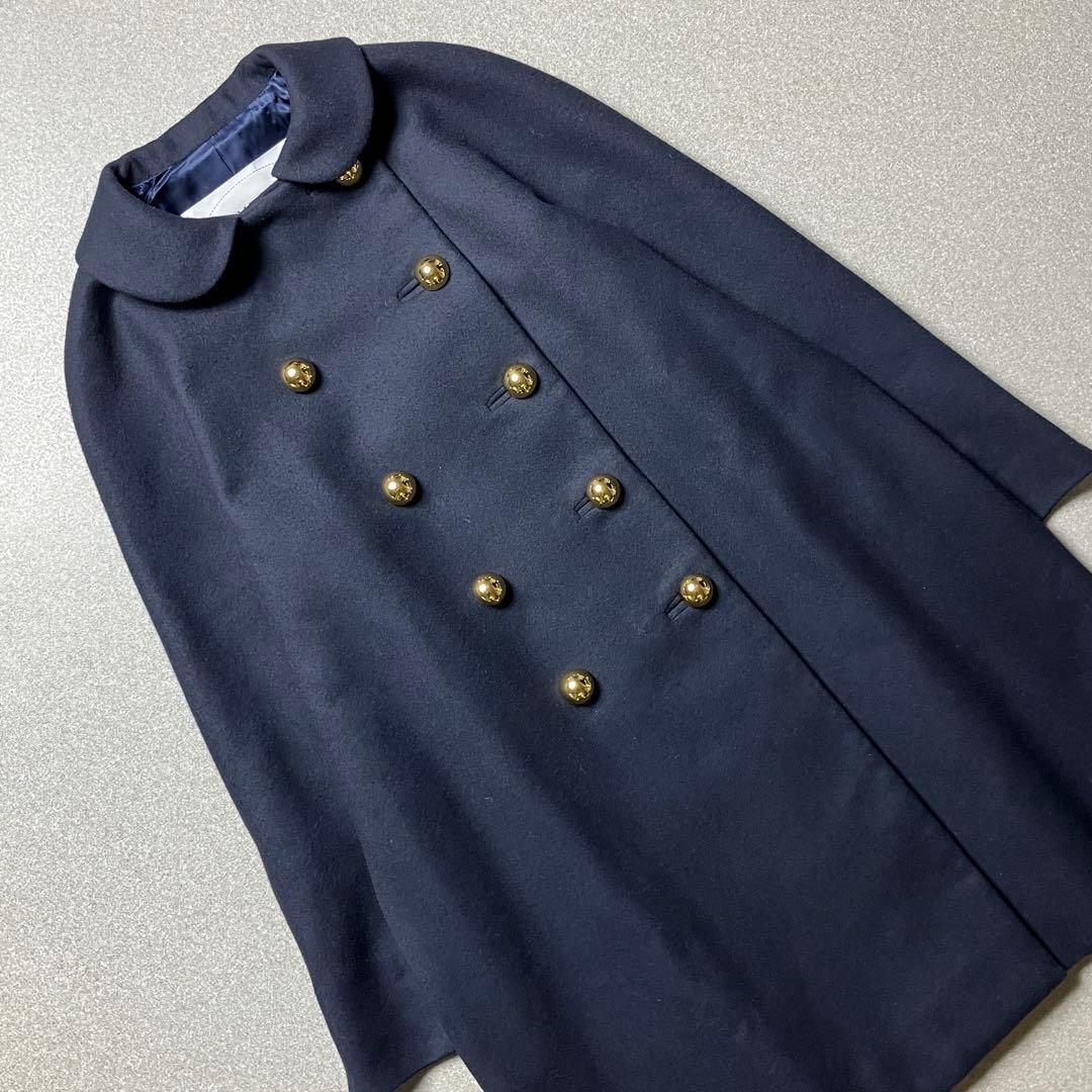 【美品✨金ボタン/丸襟】J&M DAVIDSONダブルブレスト ロングコート
