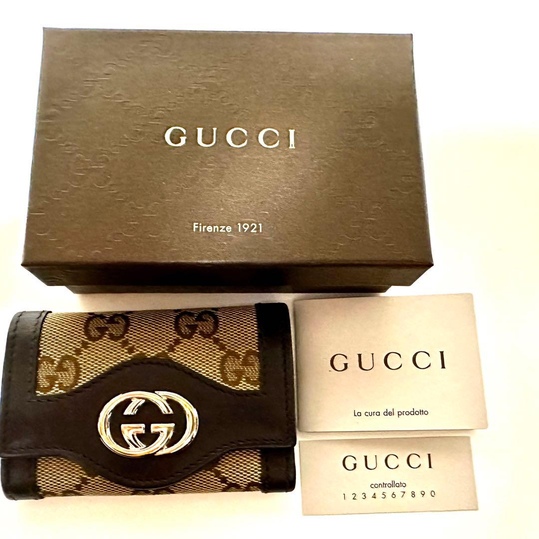 GUCCI GGゴールドデカ金具　GG柄6連キーケース　正規品