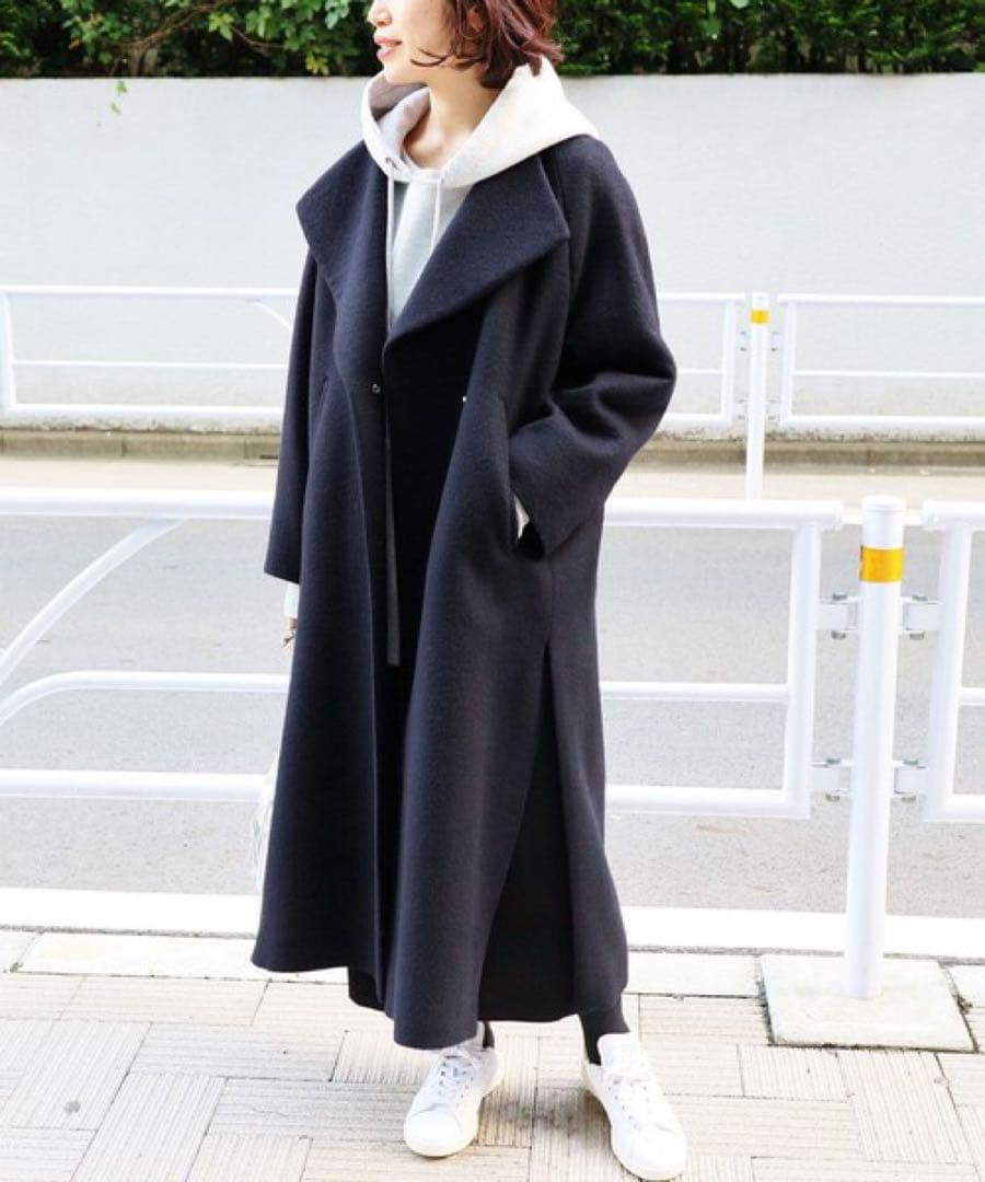 IENA ロングスリットコート　ネイビー