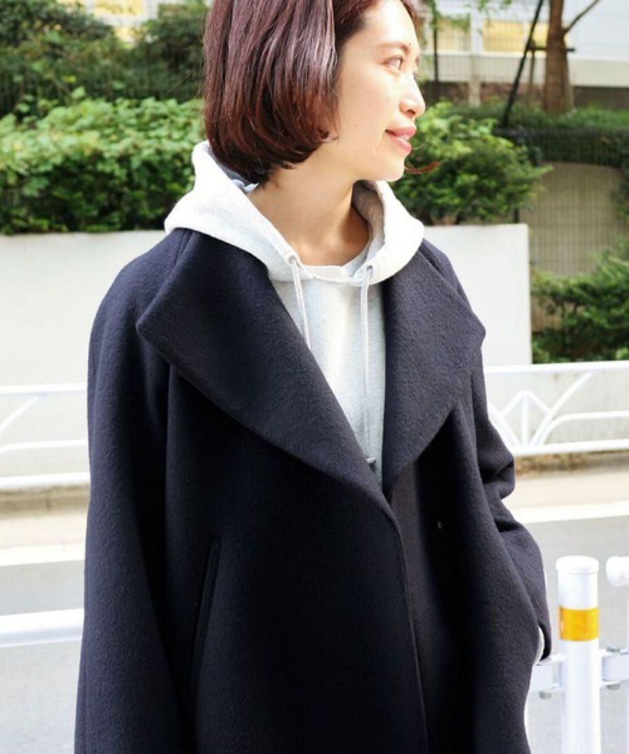 IENA ロングスリットコート　ネイビー