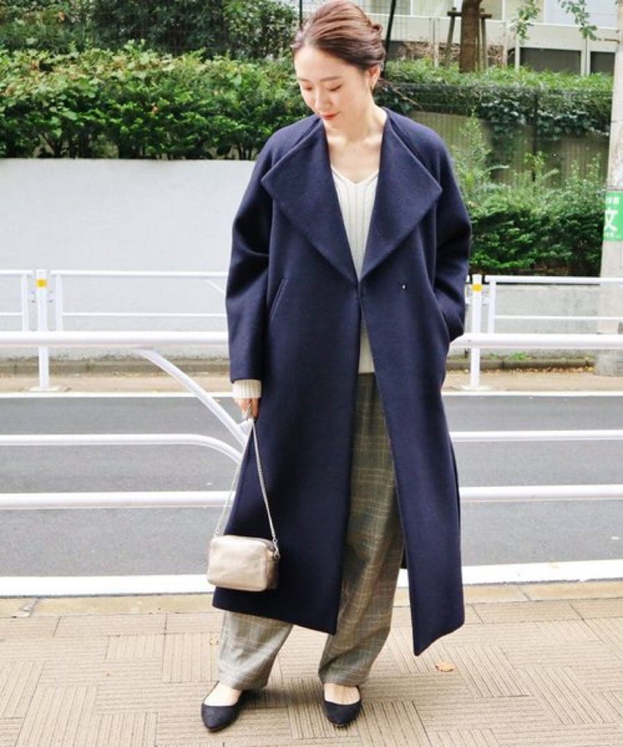 IENA ロングスリットコート　ネイビー