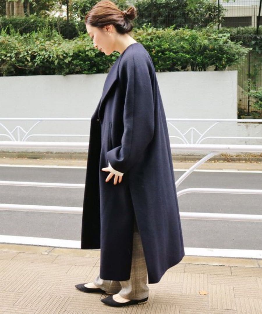 IENA ロングスリットコート　ネイビー