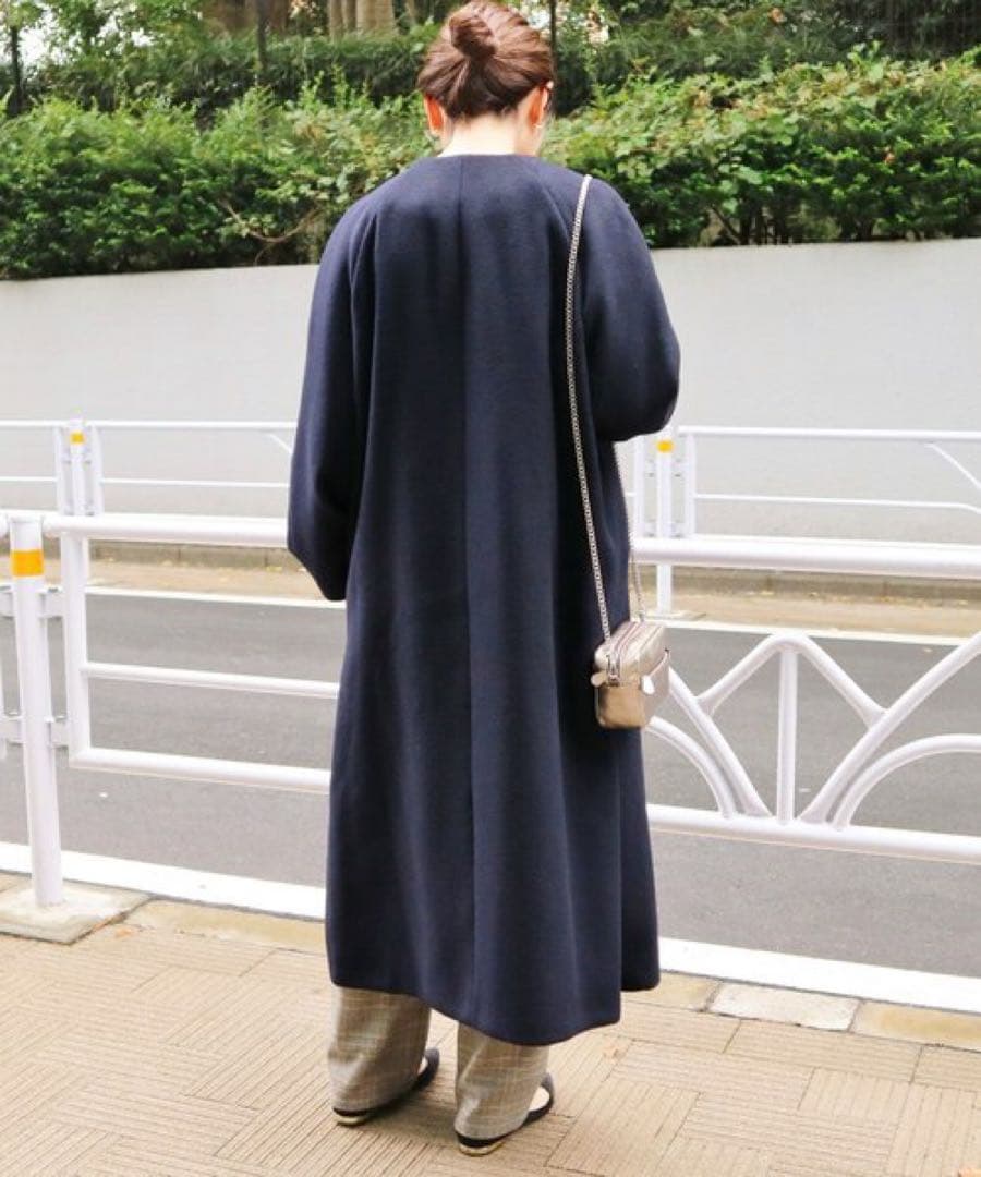 IENA ロングスリットコート　ネイビー