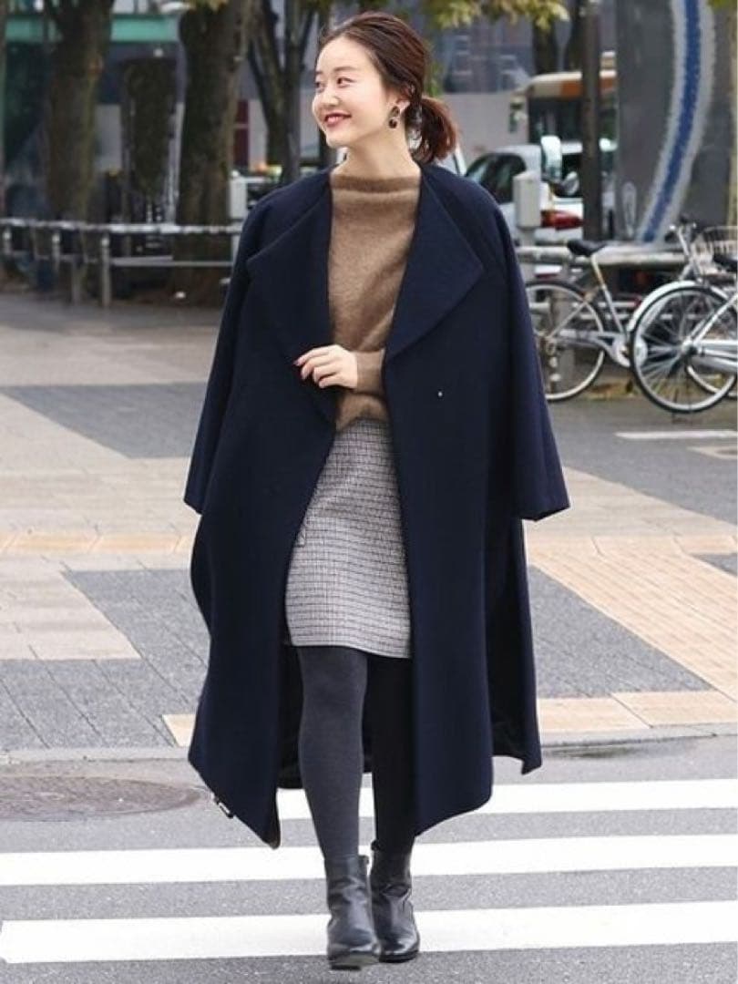 IENA ロングスリットコート　ネイビー