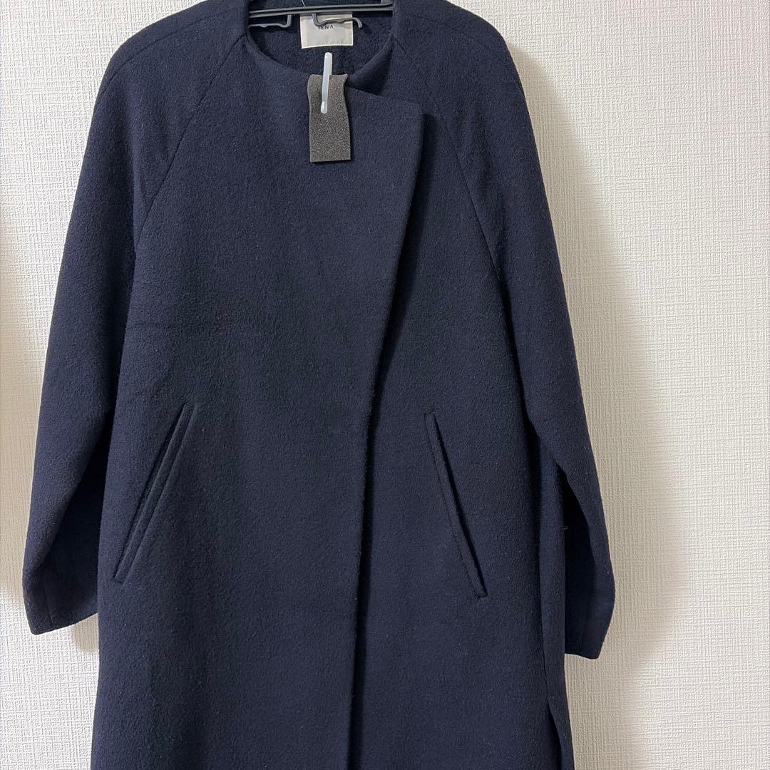 IENA ロングスリットコート　ネイビー
