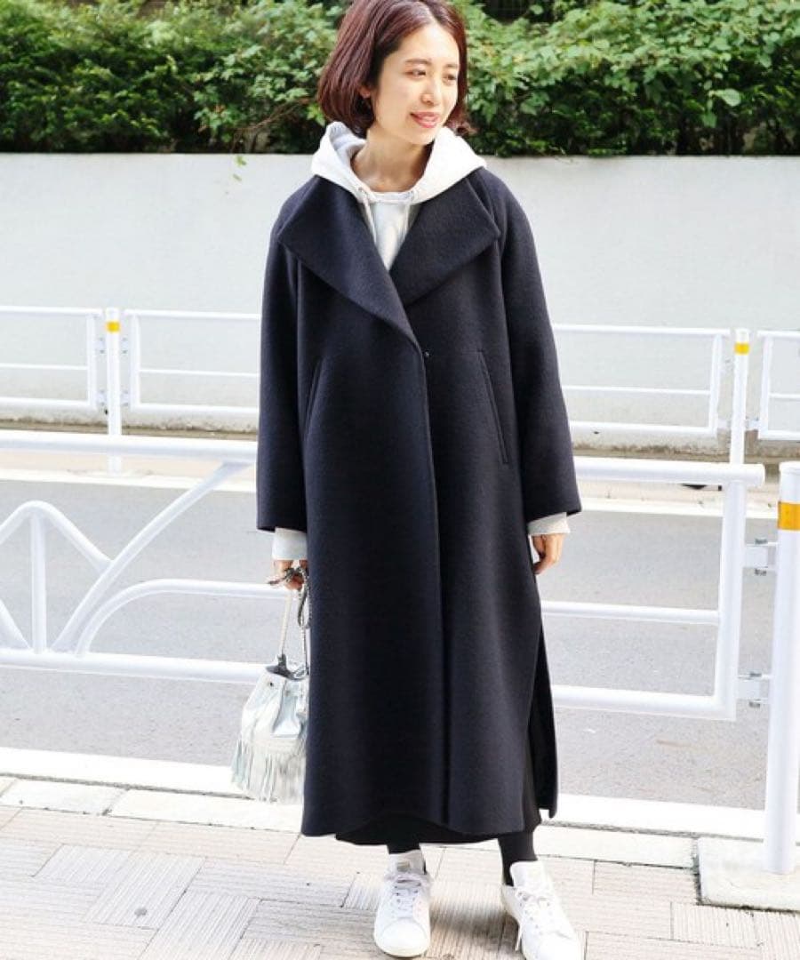 IENA ロングスリットコート　ネイビー