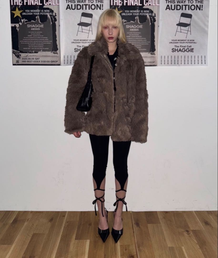 SHAGGIE トグルボタンファーミドルコート ブラウン　【ViVi掲載】