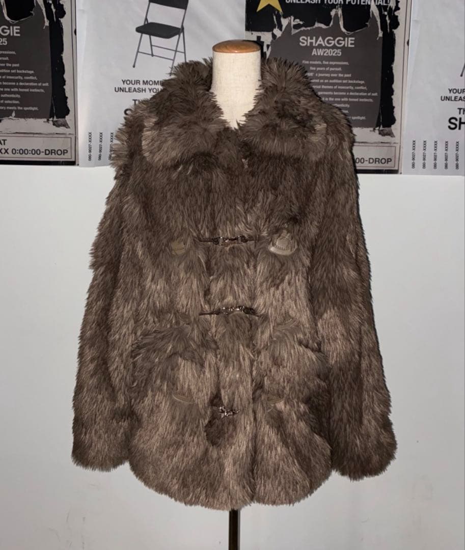 SHAGGIE トグルボタンファーミドルコート ブラウン　【ViVi掲載】