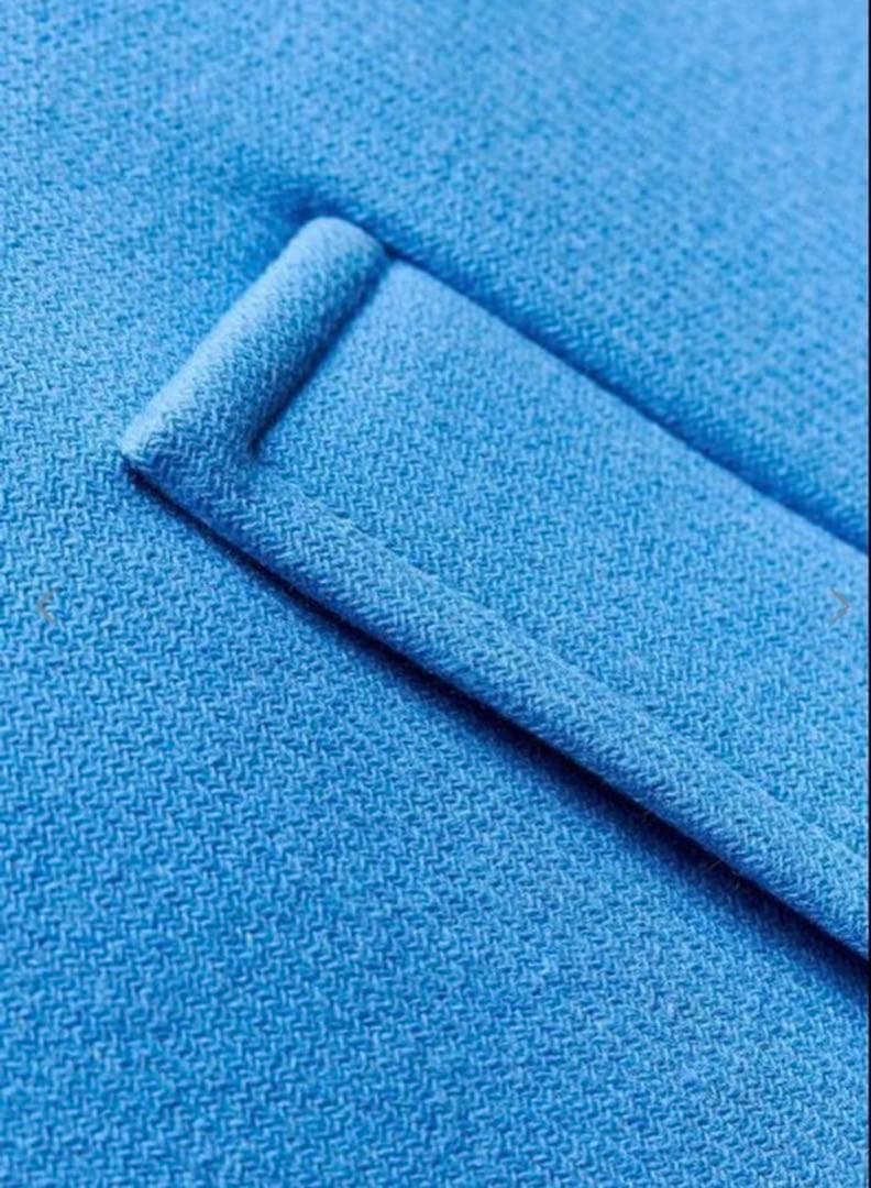 ZARAオーバーサイズウール混紡マンテコブルー水色チェスターステンカラーコート