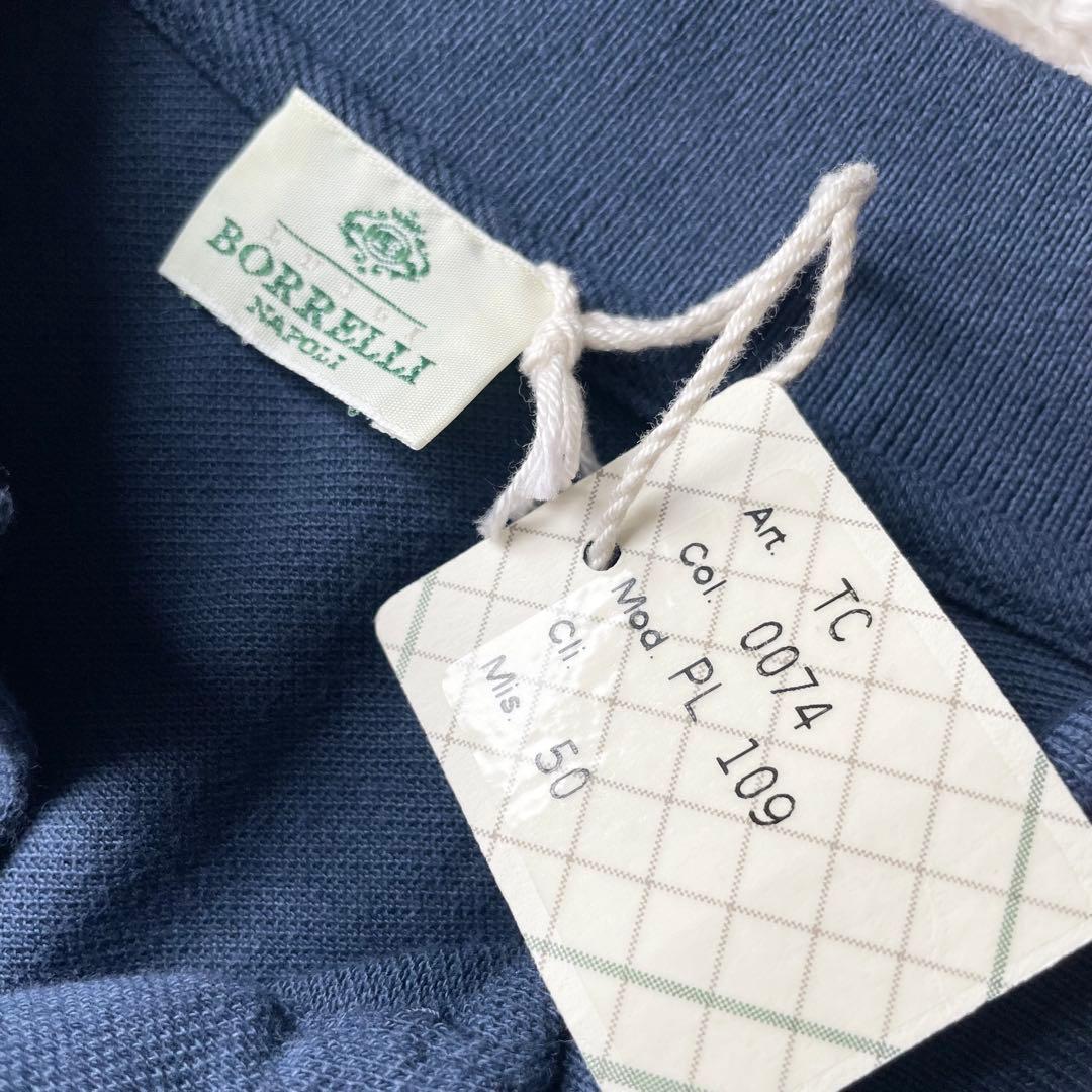 新品タグ付 LUIGI BORRELLI ポロシャツ 50 ブルー
