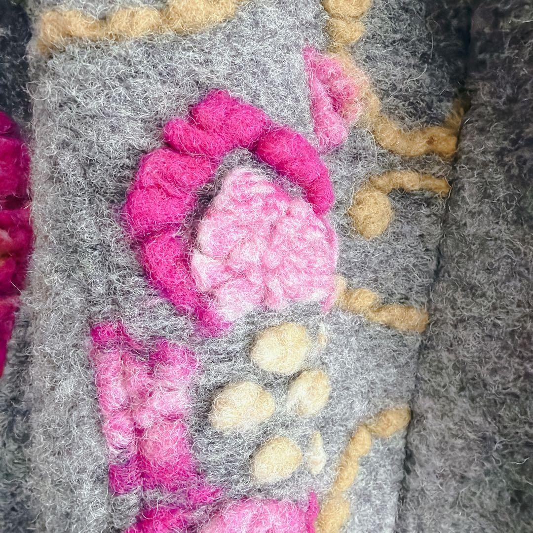 SUPEPOSER ITALY 立体 花柄 圧縮 ウール コート バルーン