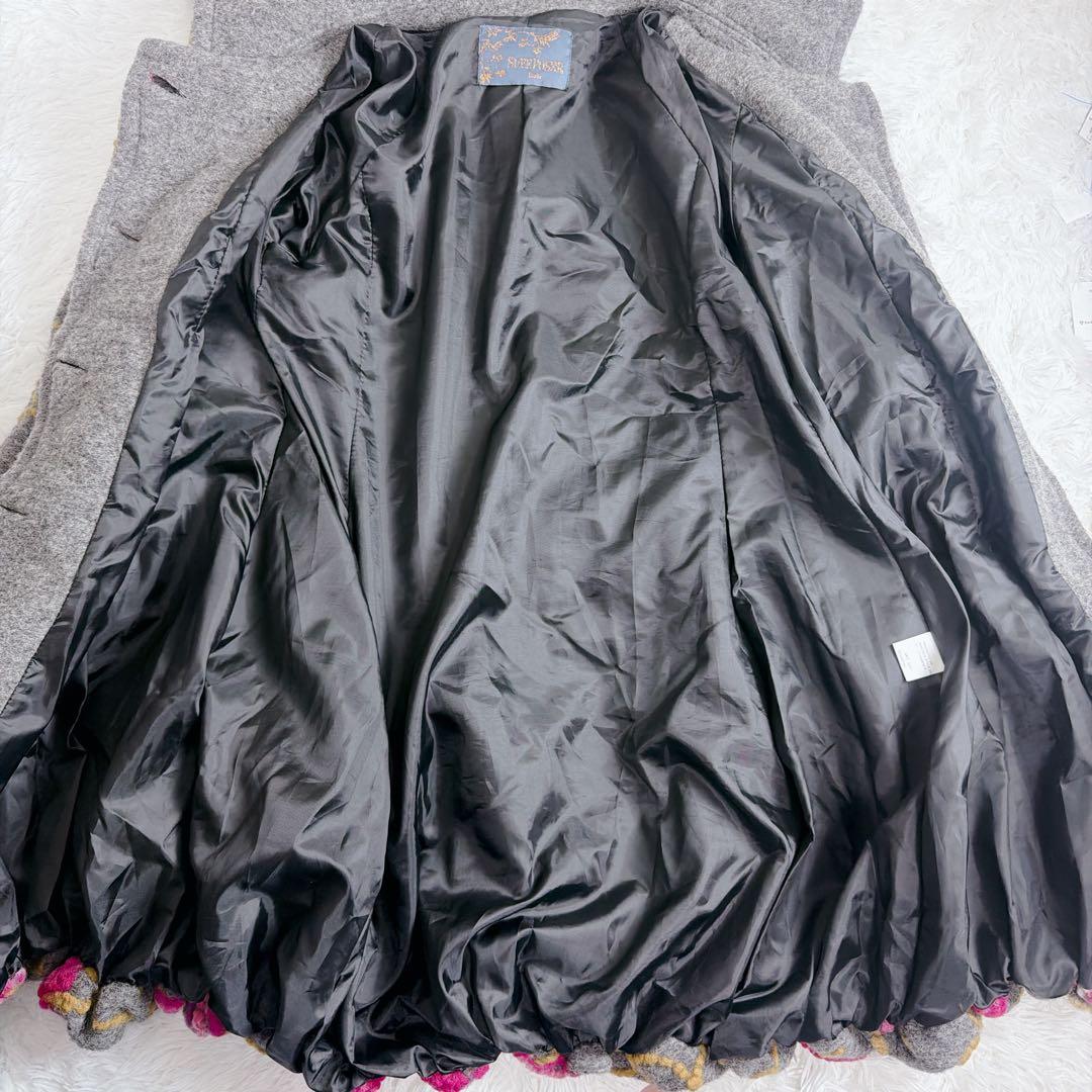 SUPEPOSER ITALY 立体 花柄 圧縮 ウール コート バルーン