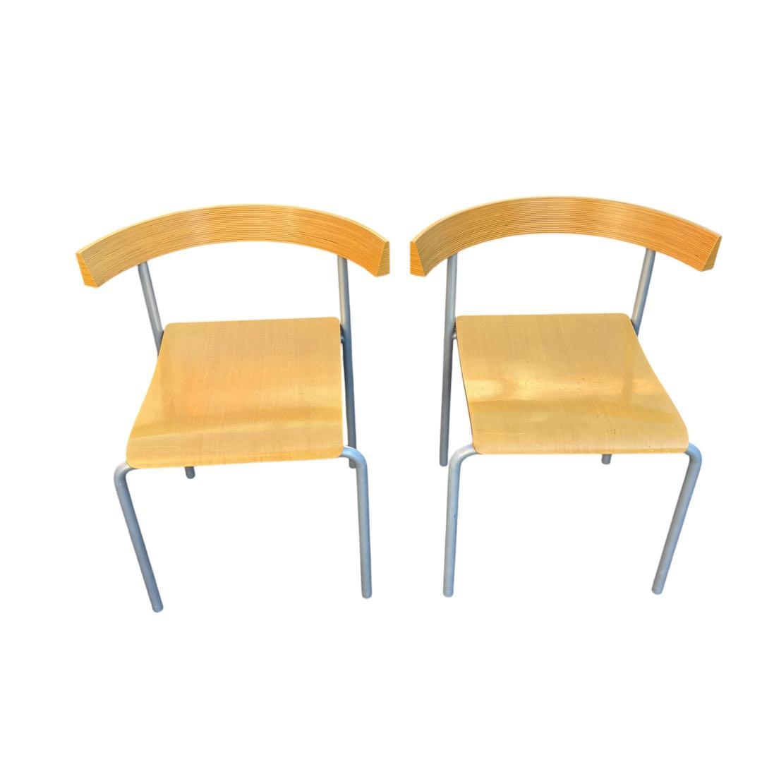 廃盤品　2脚　arflex TWIN ダイニングチェア　木製　曲げ　湾曲