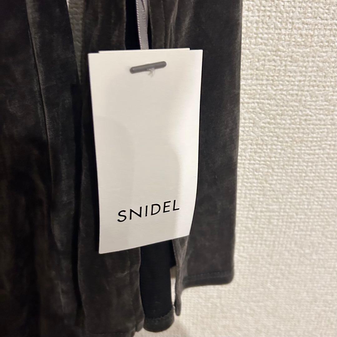 SNIDEL フロッキーベロアドレープドレス ダークグレー 1