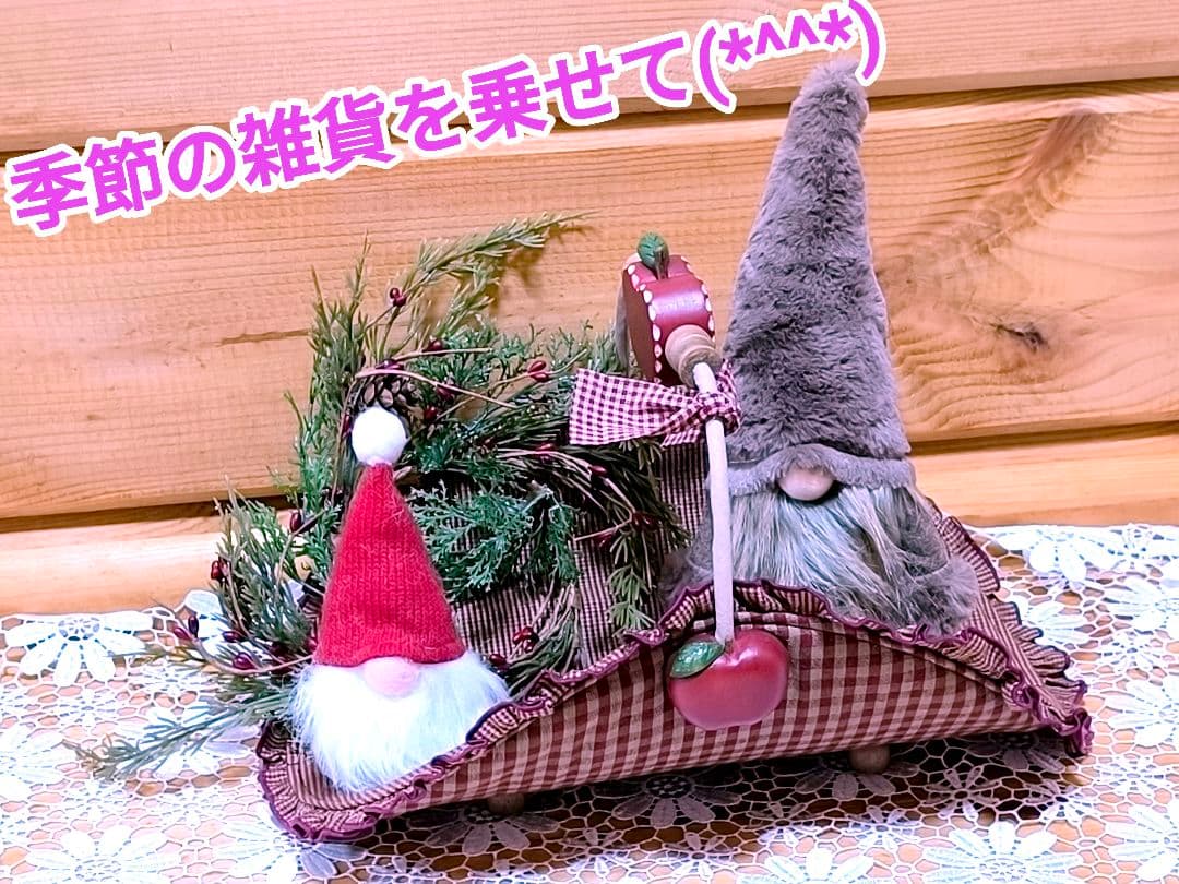 ⭐️アメリカンカントリー雑貨♥サンタさんからの贈り物ෆ飾り彫りりんごෆバスケット