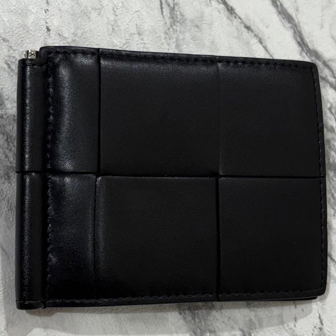 ボッテガヴェネタ カセット マネークリップ 二つ折り財布 ブラック