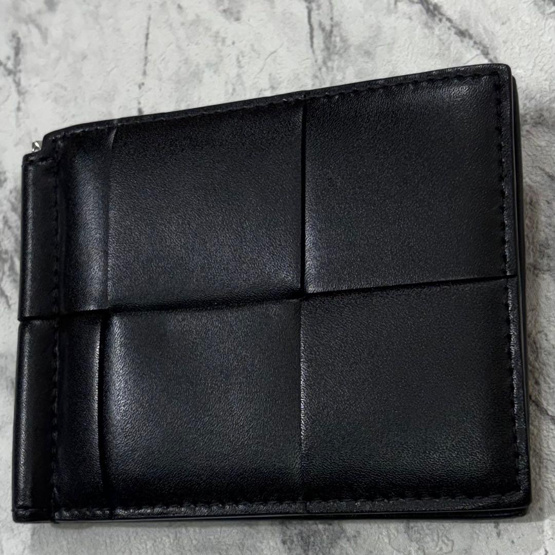 ボッテガヴェネタ カセット マネークリップ 二つ折り財布 ブラック
