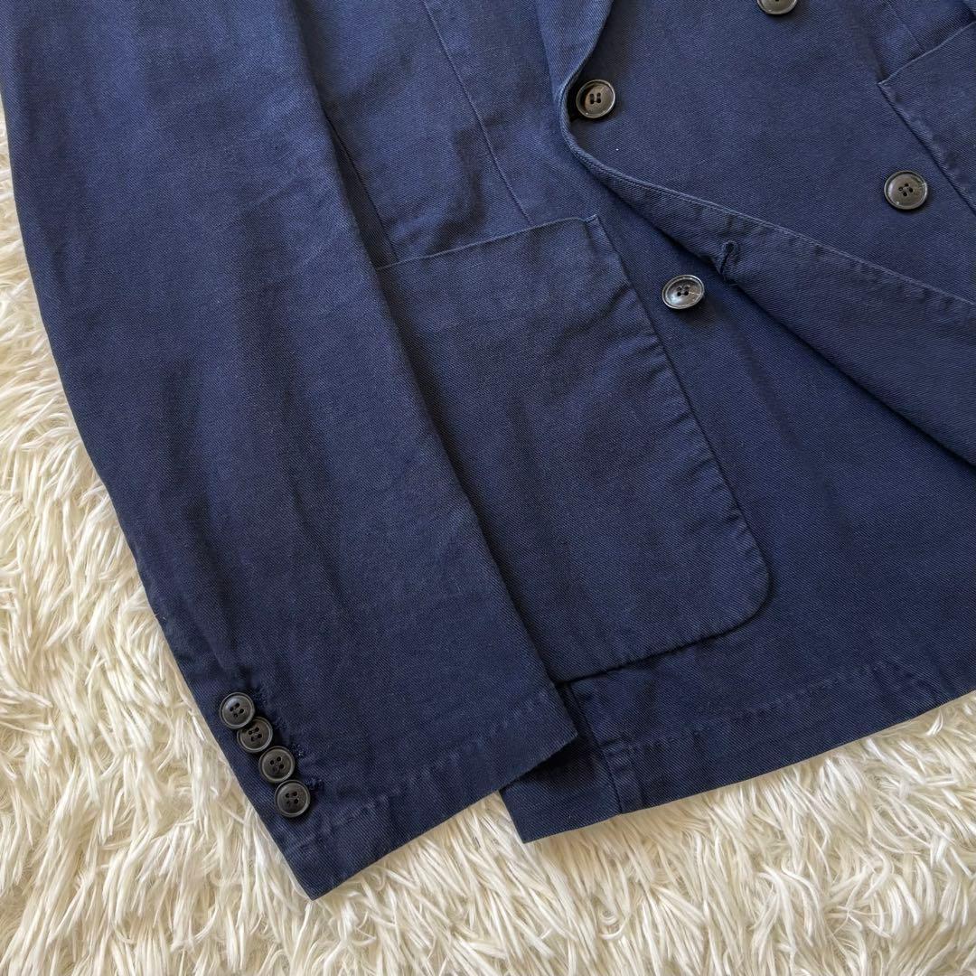 ドリスヴァンノッテン ダブルジャケット 44 ネイビー リネン混
