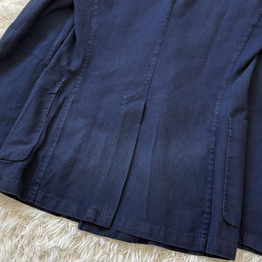 ドリスヴァンノッテン ダブルジャケット 44 ネイビー リネン混
