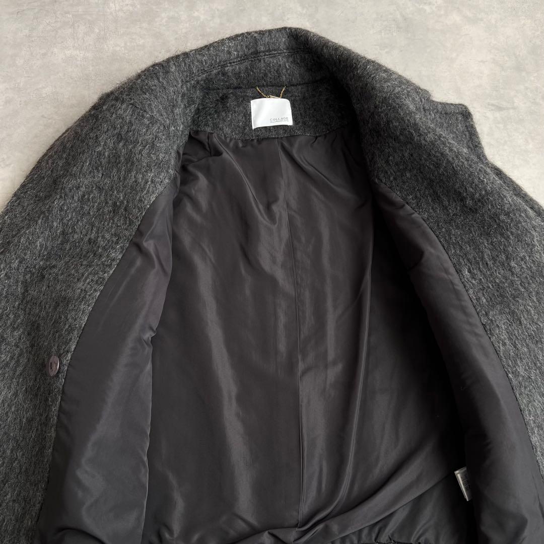 COLLAGE GALLARDAGALANTE ウール混シャギーPコート　グレー