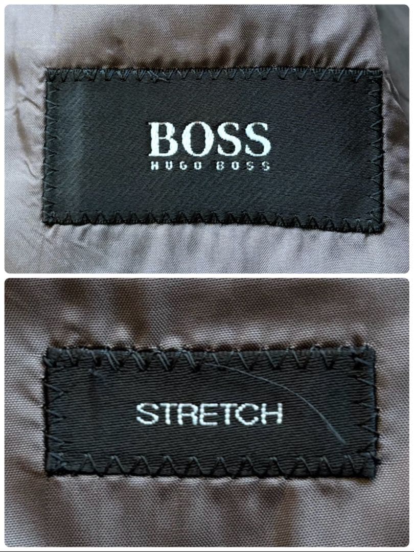 【美品】ヒューゴボス スーツ セットアップ ウール ストレッチ グレー 2XL