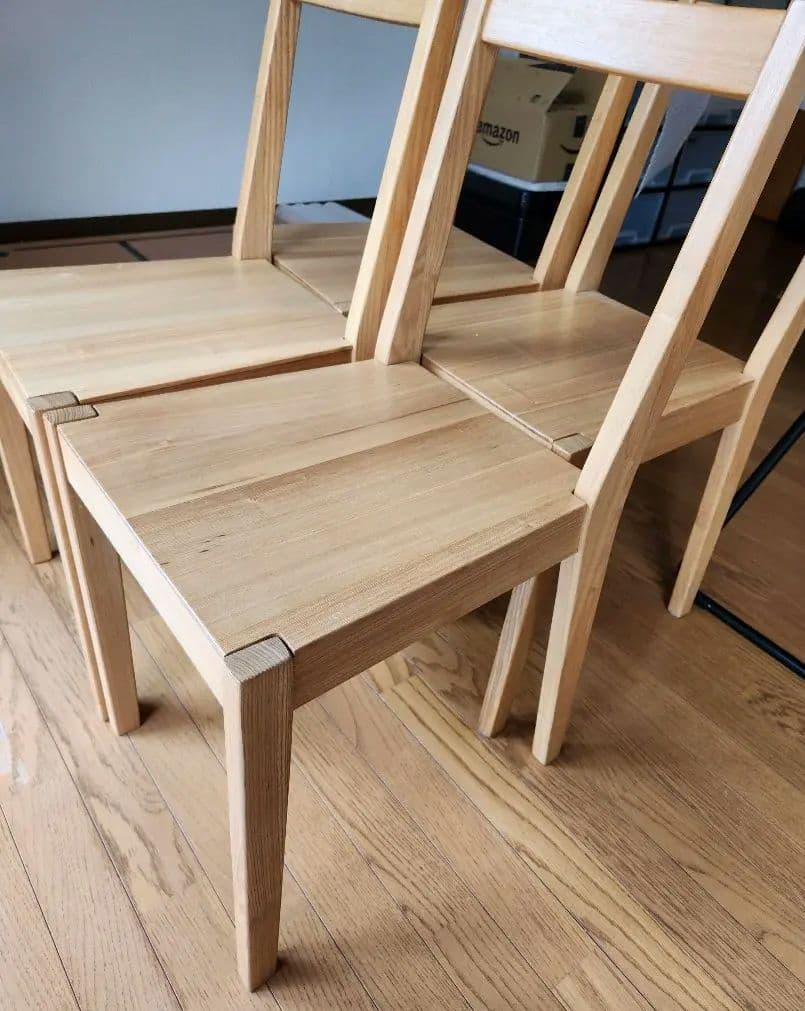 【セット購入①】無印良品★天然木★タモ材★ダイニングチェア4脚セット2脚分★廃盤