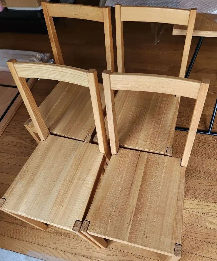 【セット購入①】無印良品★天然木★タモ材★ダイニングチェア4脚セット2脚分★廃盤
