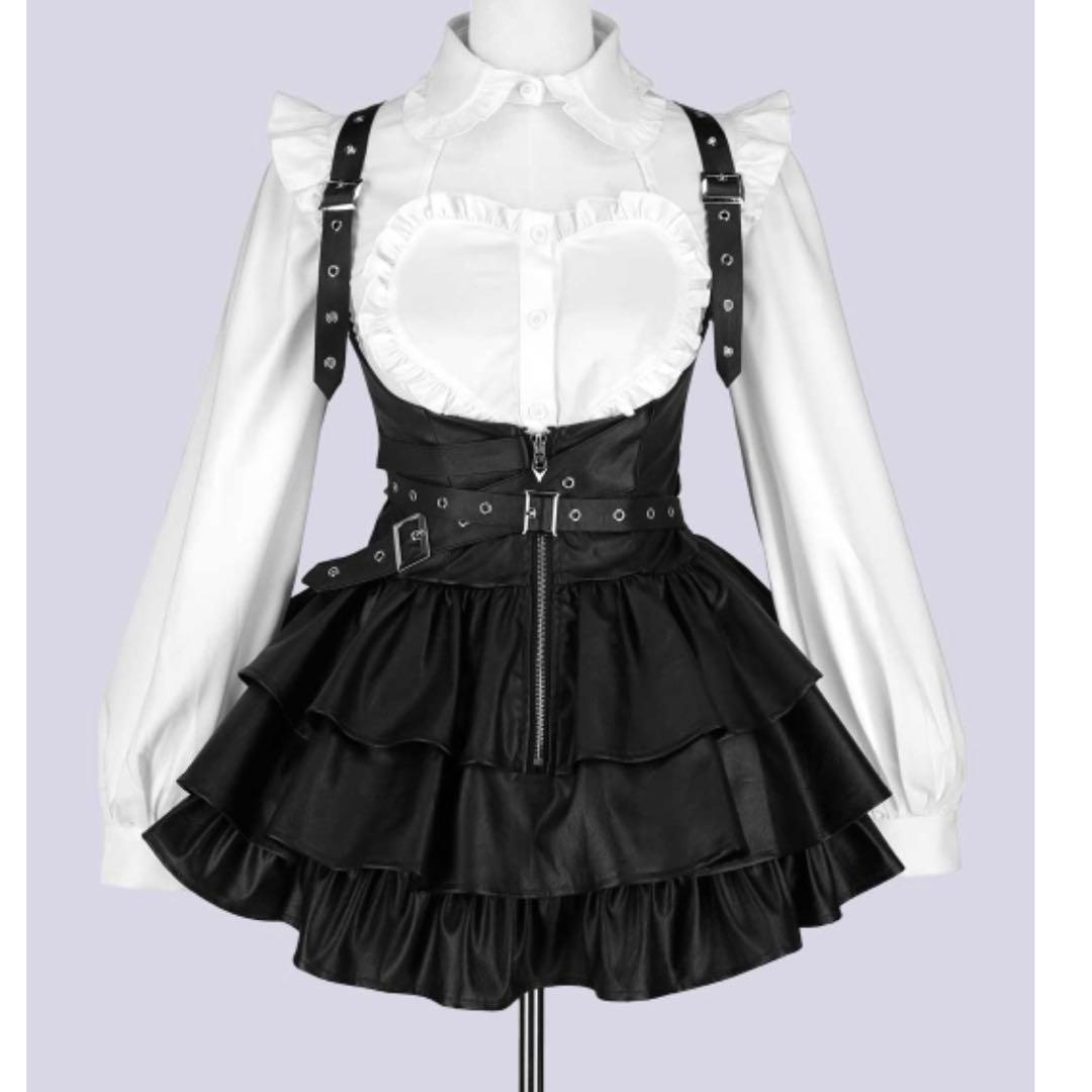 クーザ IMVAL / Frill Leather Dress ブラック