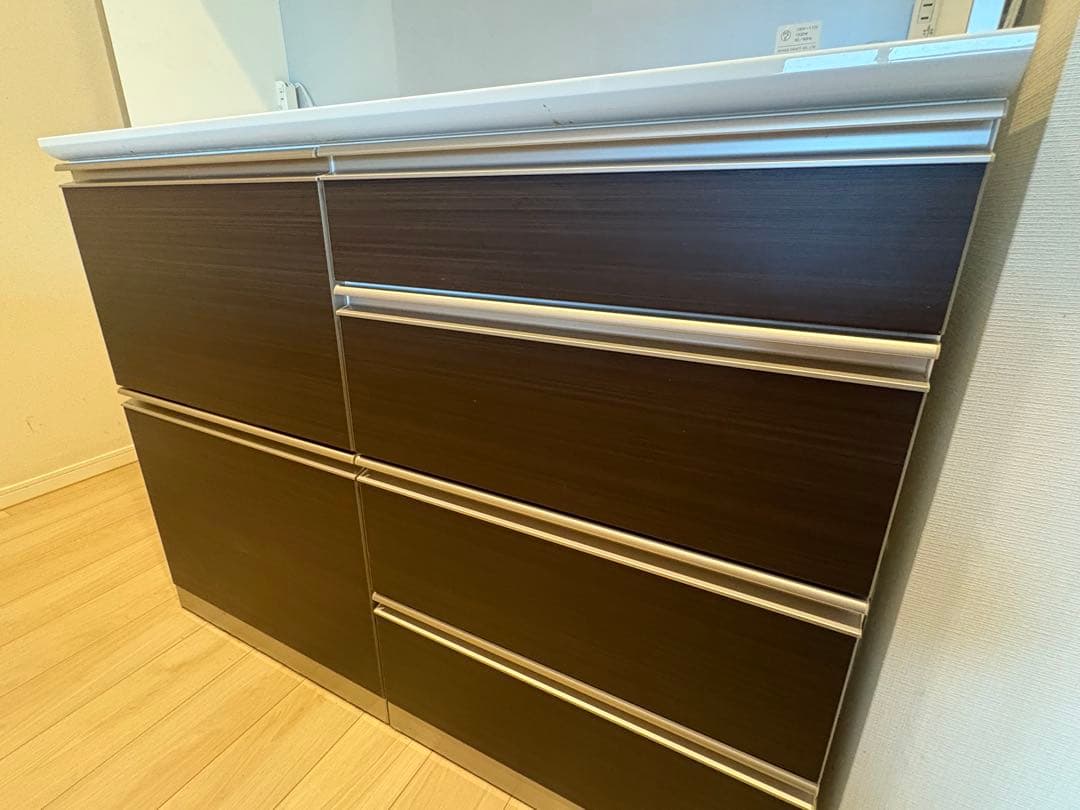 【綾野製作所】キッチンキャビネット ダークブラウン